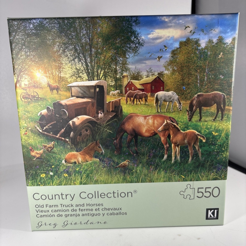 KI Puzzle 550 Pieces Country Collection Jigsaw Puzzle Old Farm Truck & Horses